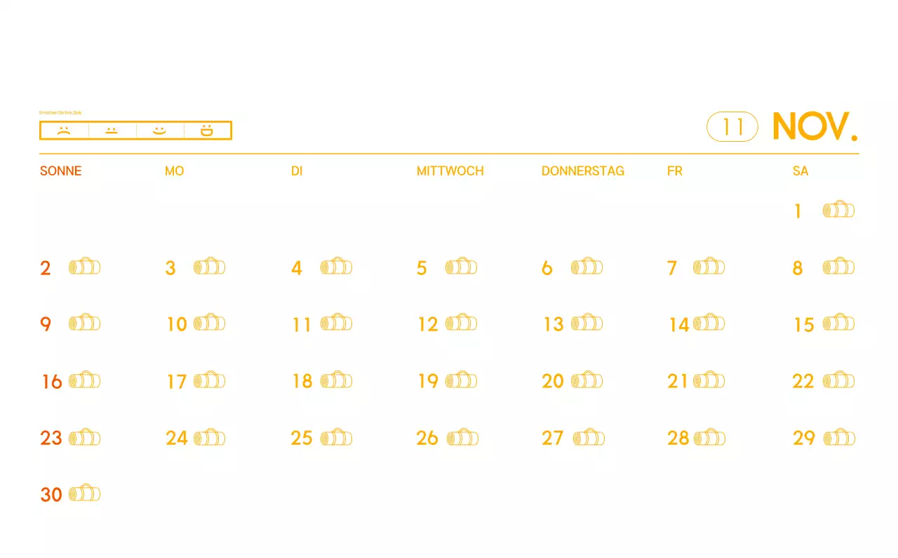 Orange Minimalistischer Yoga-Aktionskalender