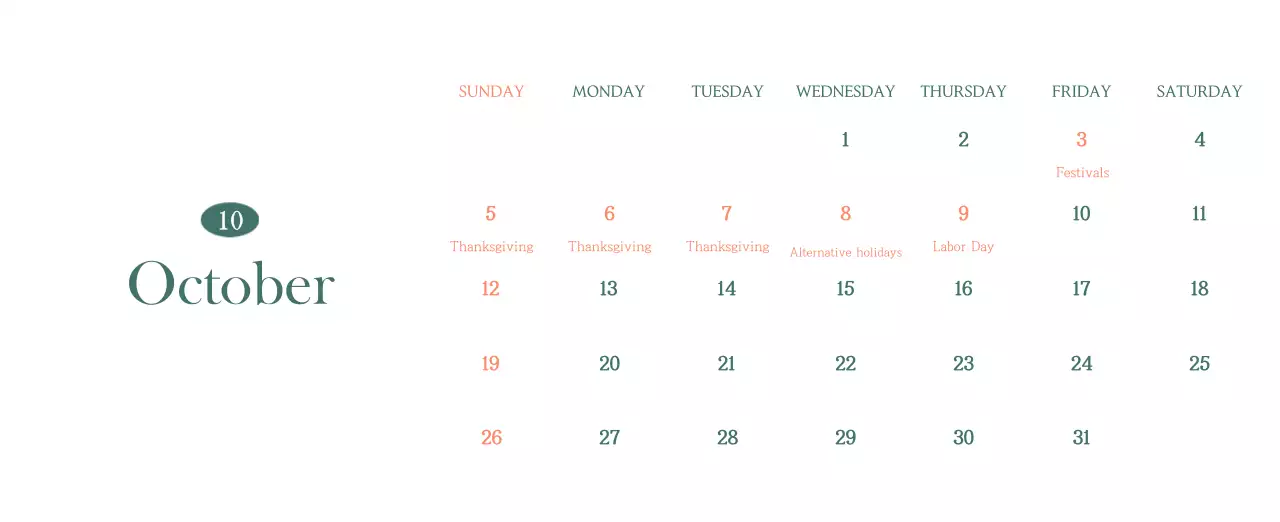 A modern cafe calendar with drink of the month recommendations