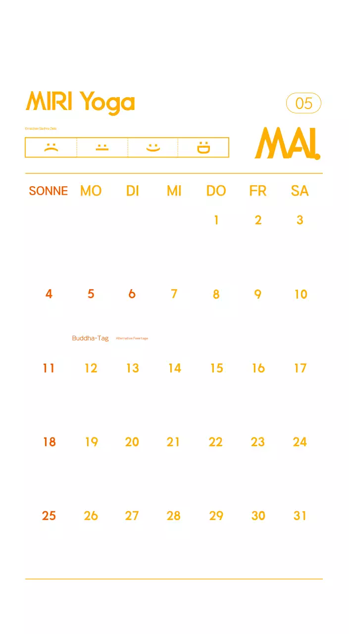 Orange Minimalistischer Yoga-Aktionskalender