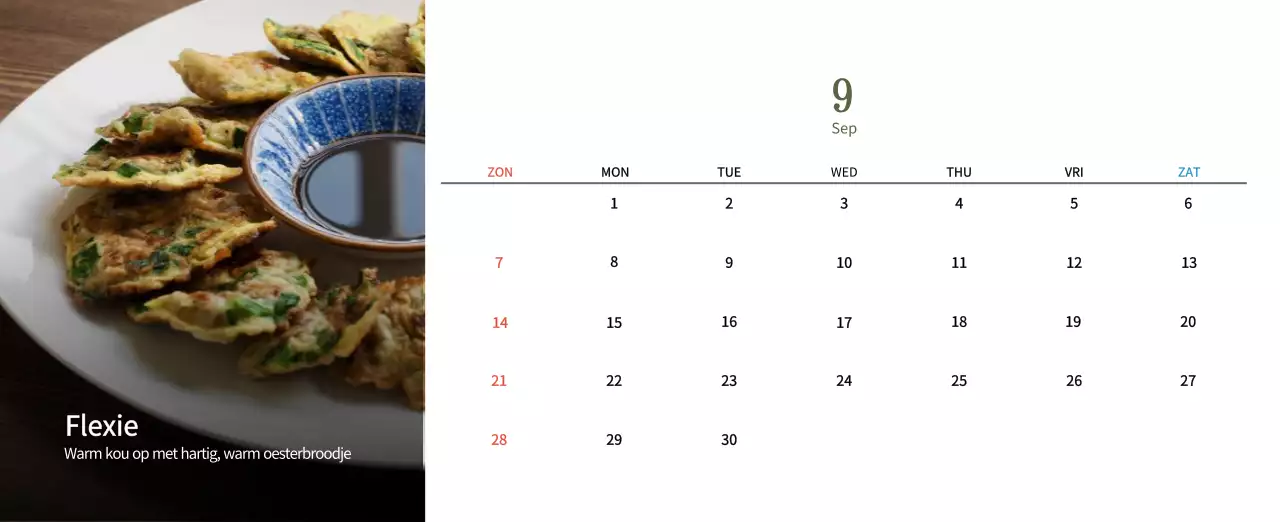 Beige Traditionele Eetkalender