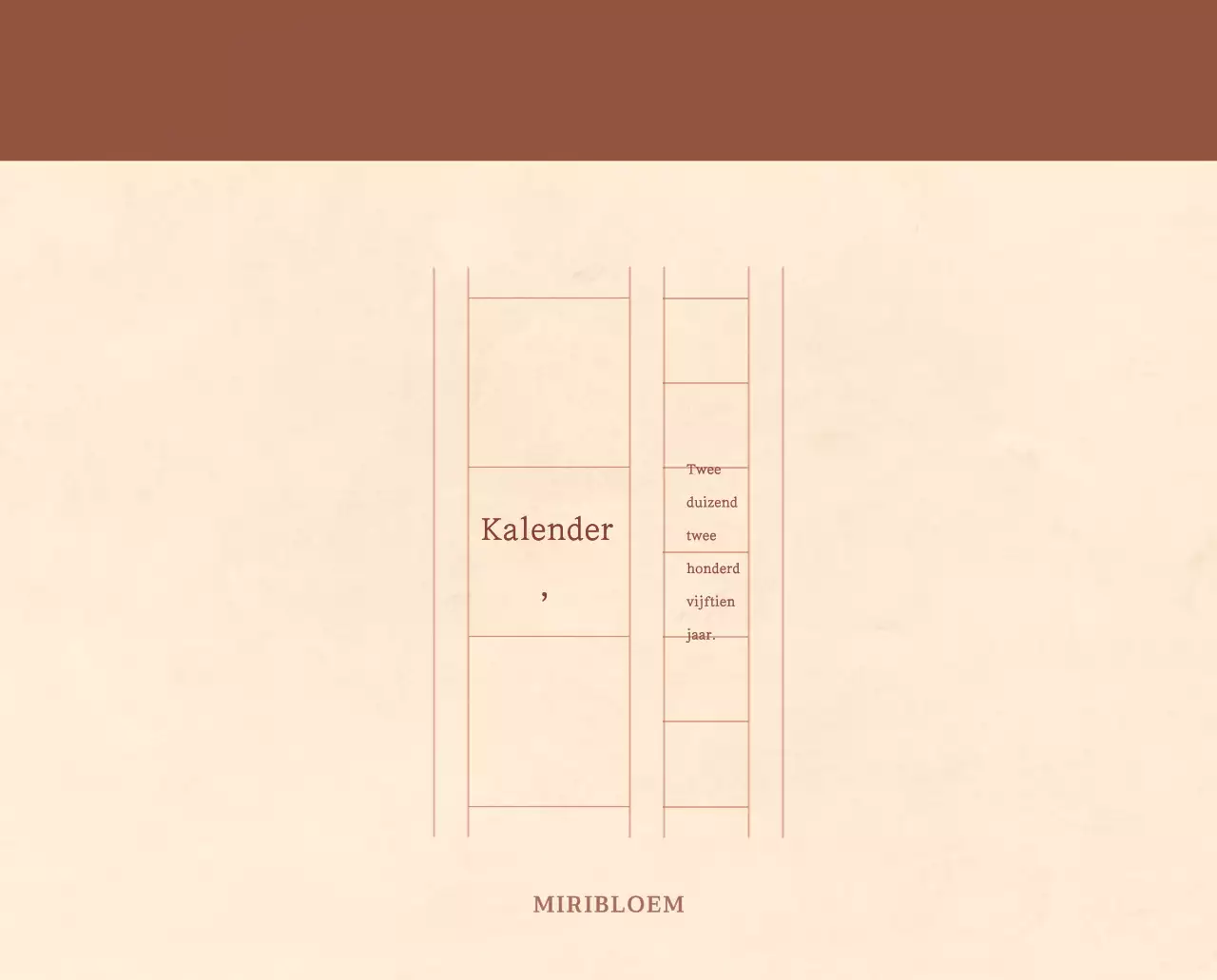 Een sentimentele bloemenkalender in lichtbruin en bruin wollen papierconcept