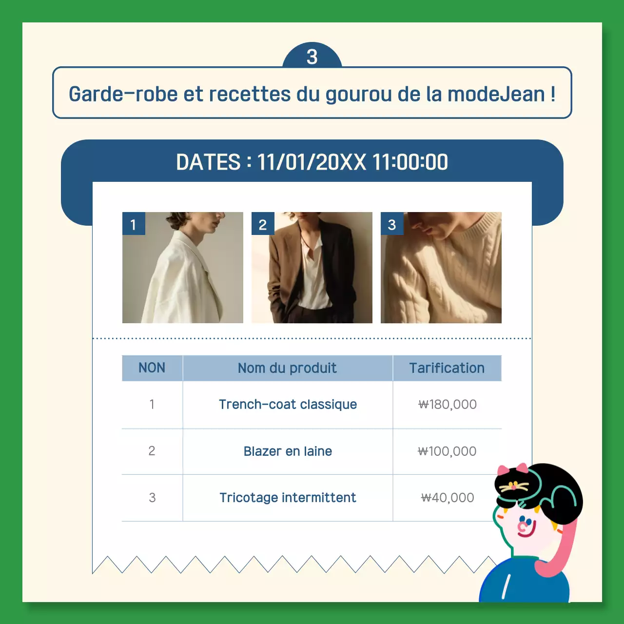 Un guide de choix kitsch en bleu marine et vert