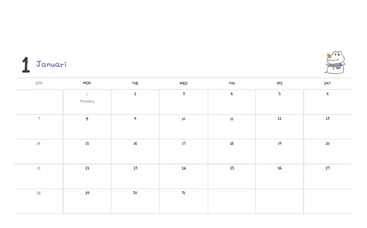 Een kalender met een schattig Ago-illustratieconcept