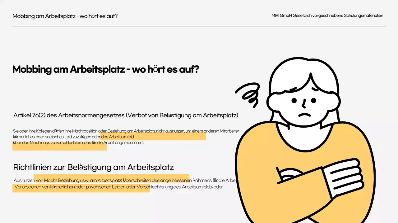 Schulung zur Prävention von Belästigung am Arbeitsplatz Gesetzlich vorgeschriebene Schulungen