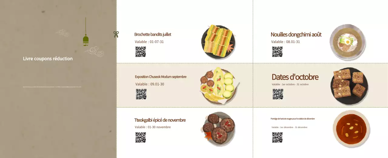 Calendrier de l'alimentation traditionnelle beige