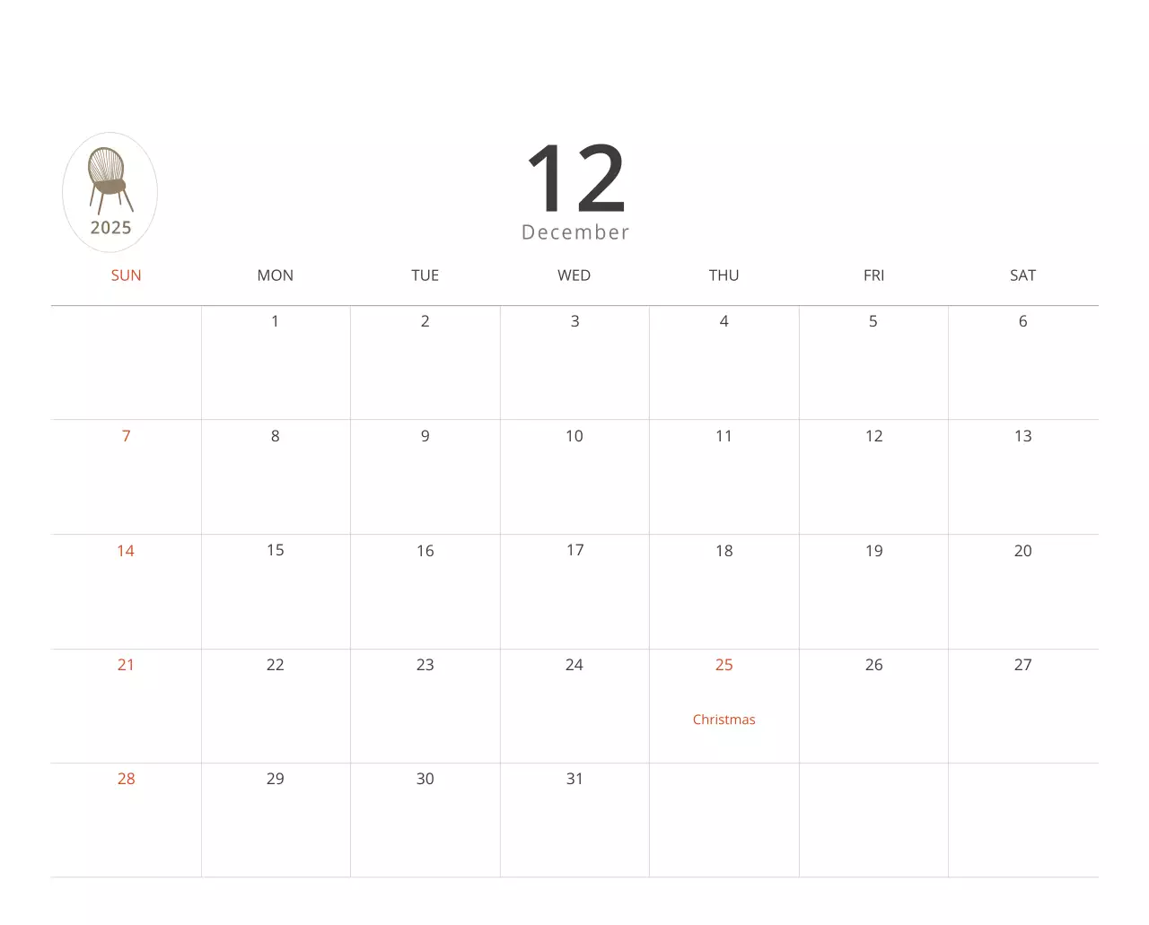 Kalender interior minimalis berwarna krem