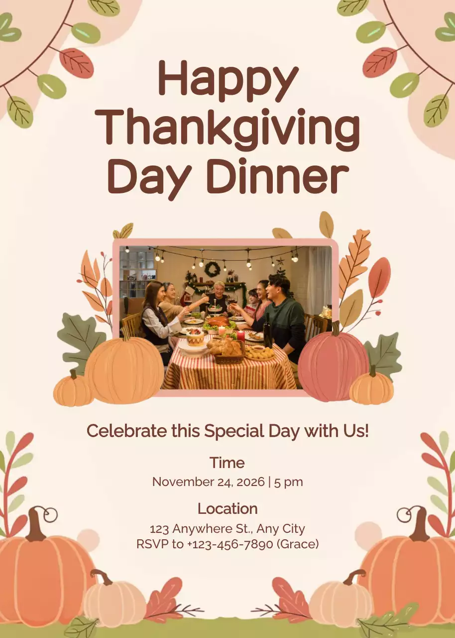 Beige Traditional Thanksgiving Invitation Poster