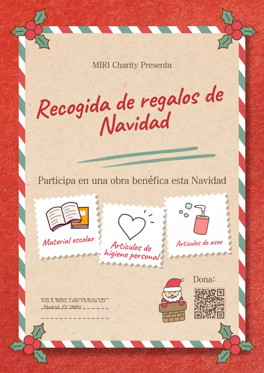 Red Doodle Cute Christmas Cartel benéfico