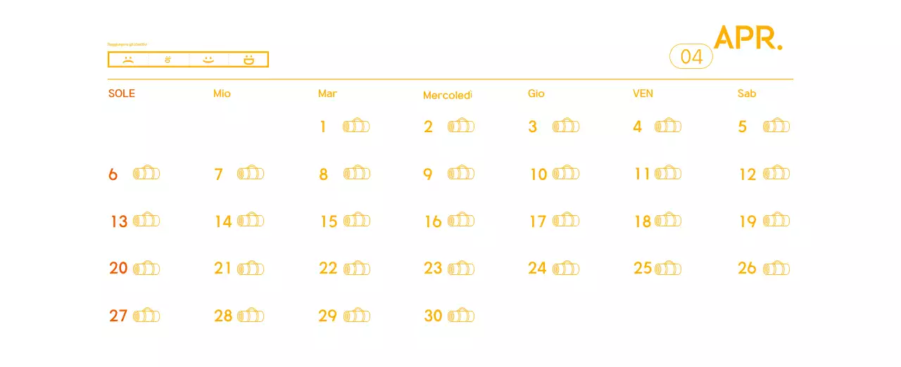 Calendario promozionale arancione dello yoga minimalista