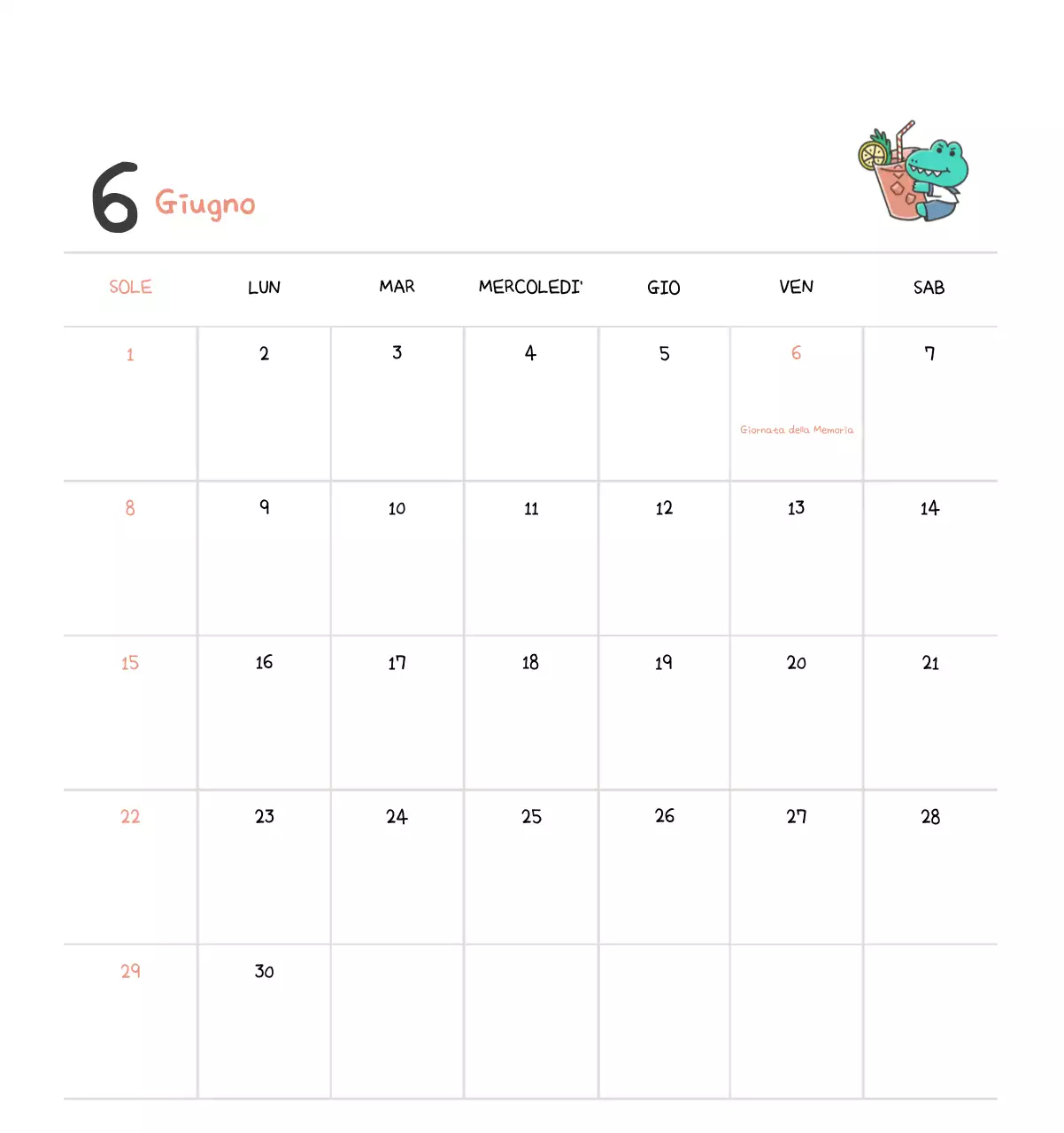 Un calendario con un simpatico concetto di illustrazione di Ago