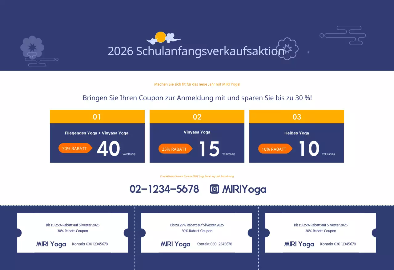 Orange Minimalistischer Yoga-Aktionskalender