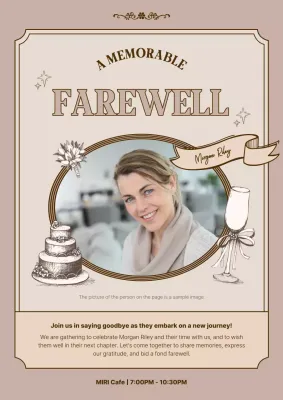Beige Classic Farewell Invitation Poster