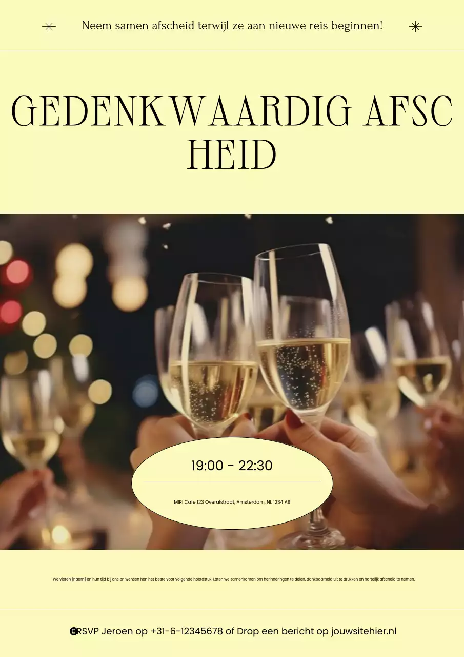gele elegante afscheidsuitnodiging