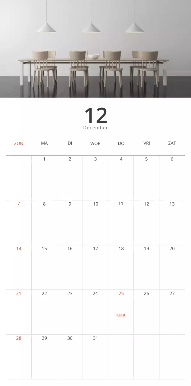 Beige minimalistische interieurkalender