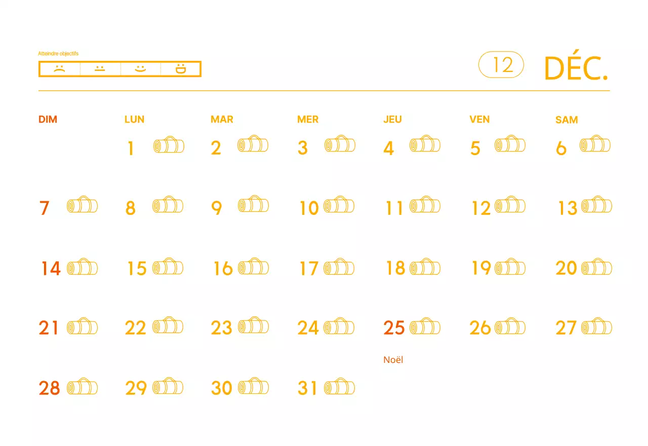 Calendrier promotionnel de yoga minimaliste orange