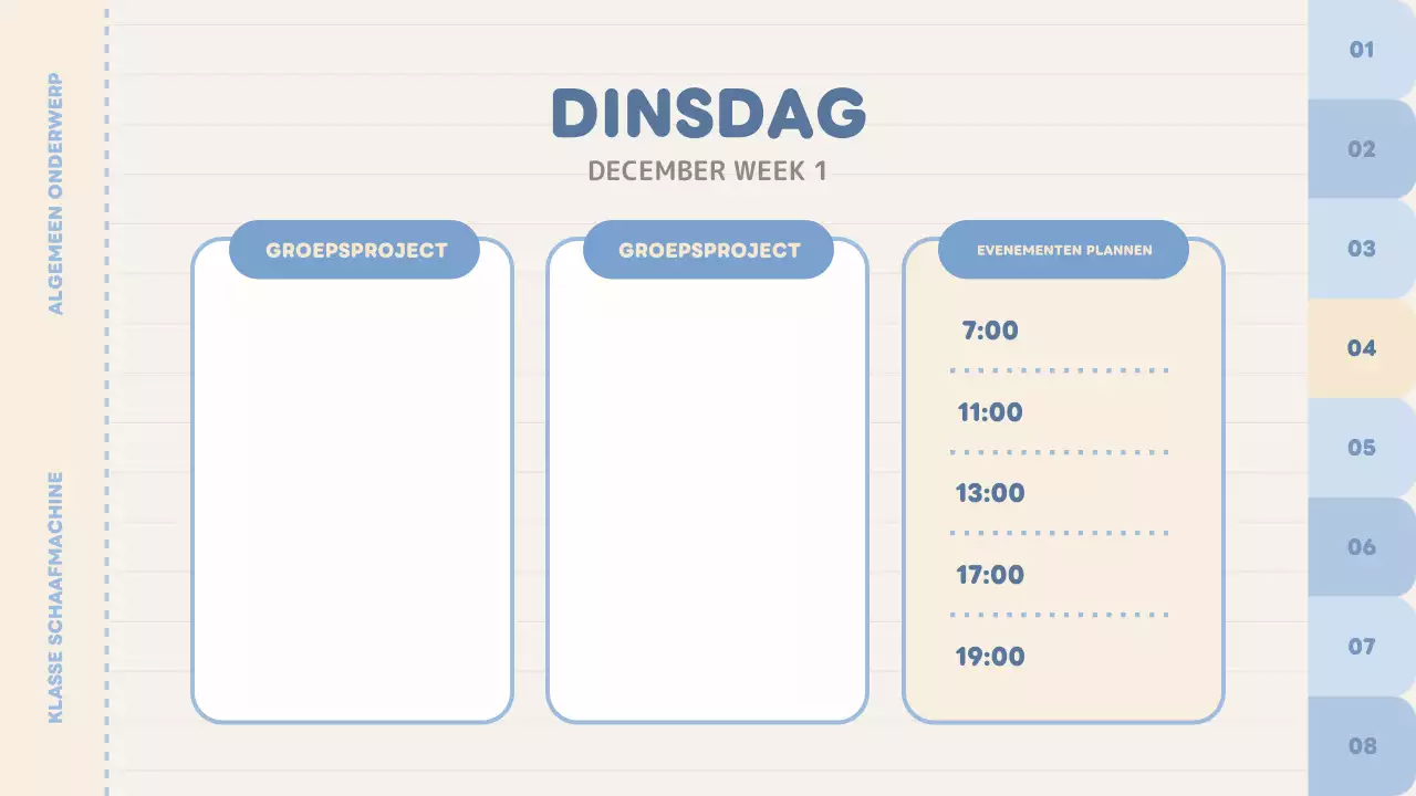 blauwe effen klassenplanner