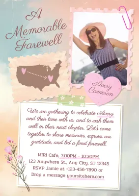 Beige Elegant Farewell Invitation Poster
