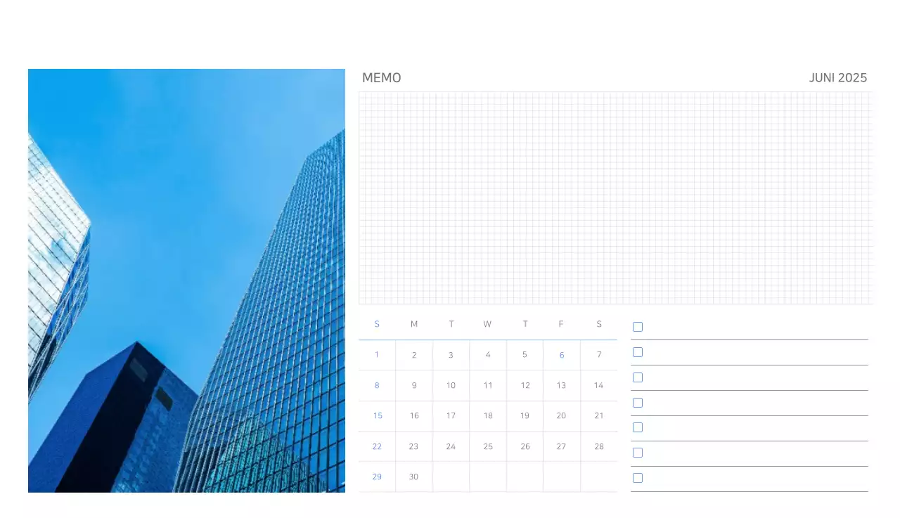 Blauwe Kalender Modern