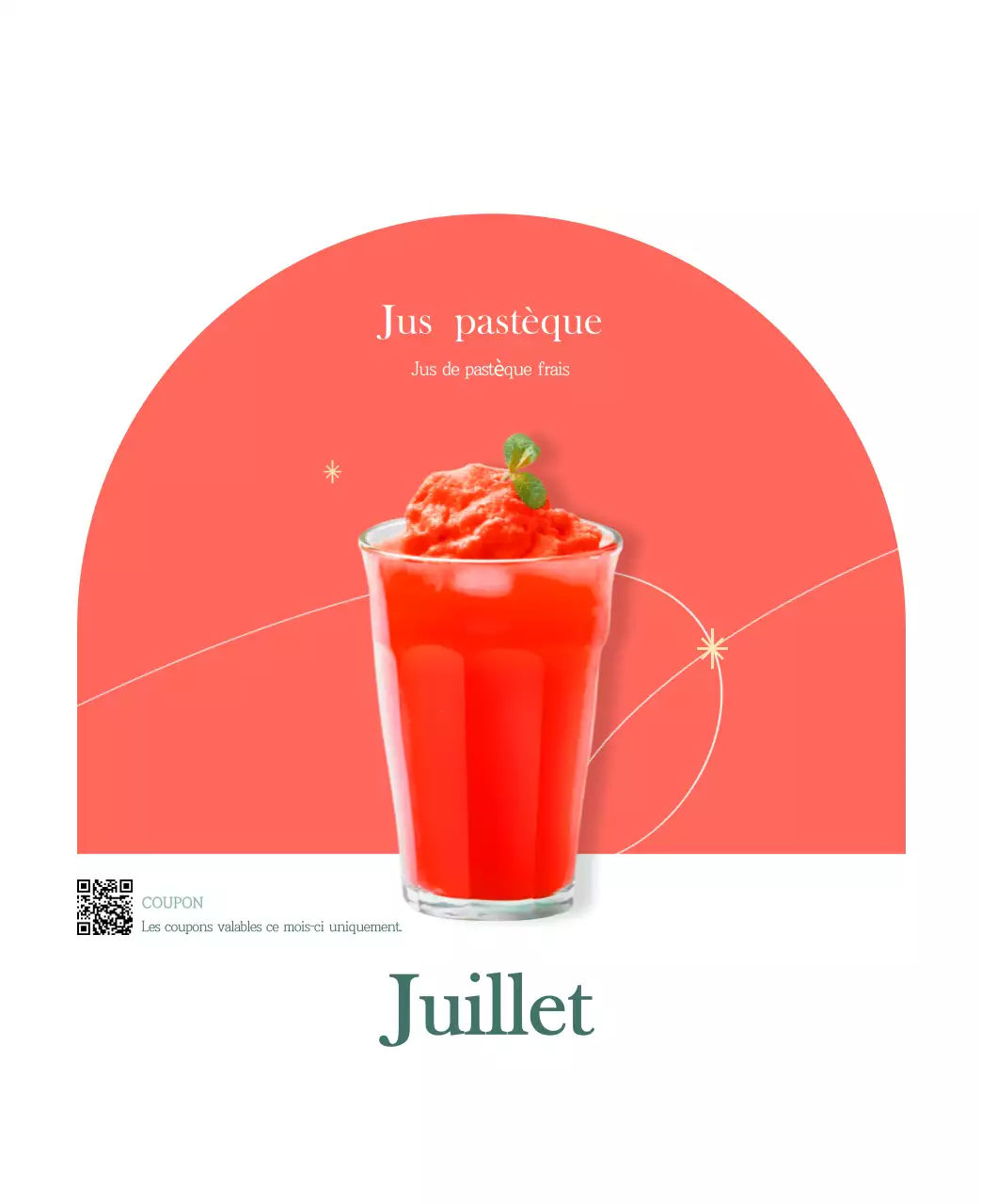 Un calendrier moderne pour les cafés avec des recommandations sur la boisson du mois.