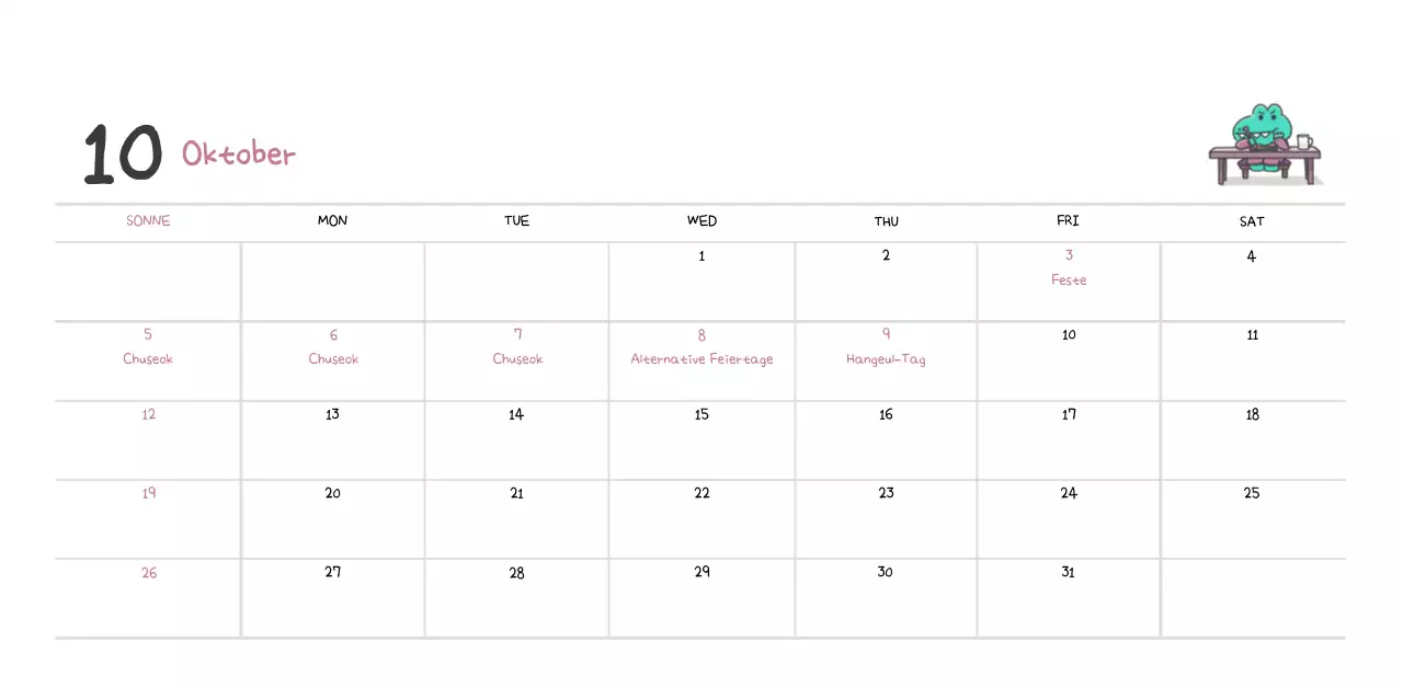 Ein Kalender mit einem niedlichen Ago-Illustrationskonzept
