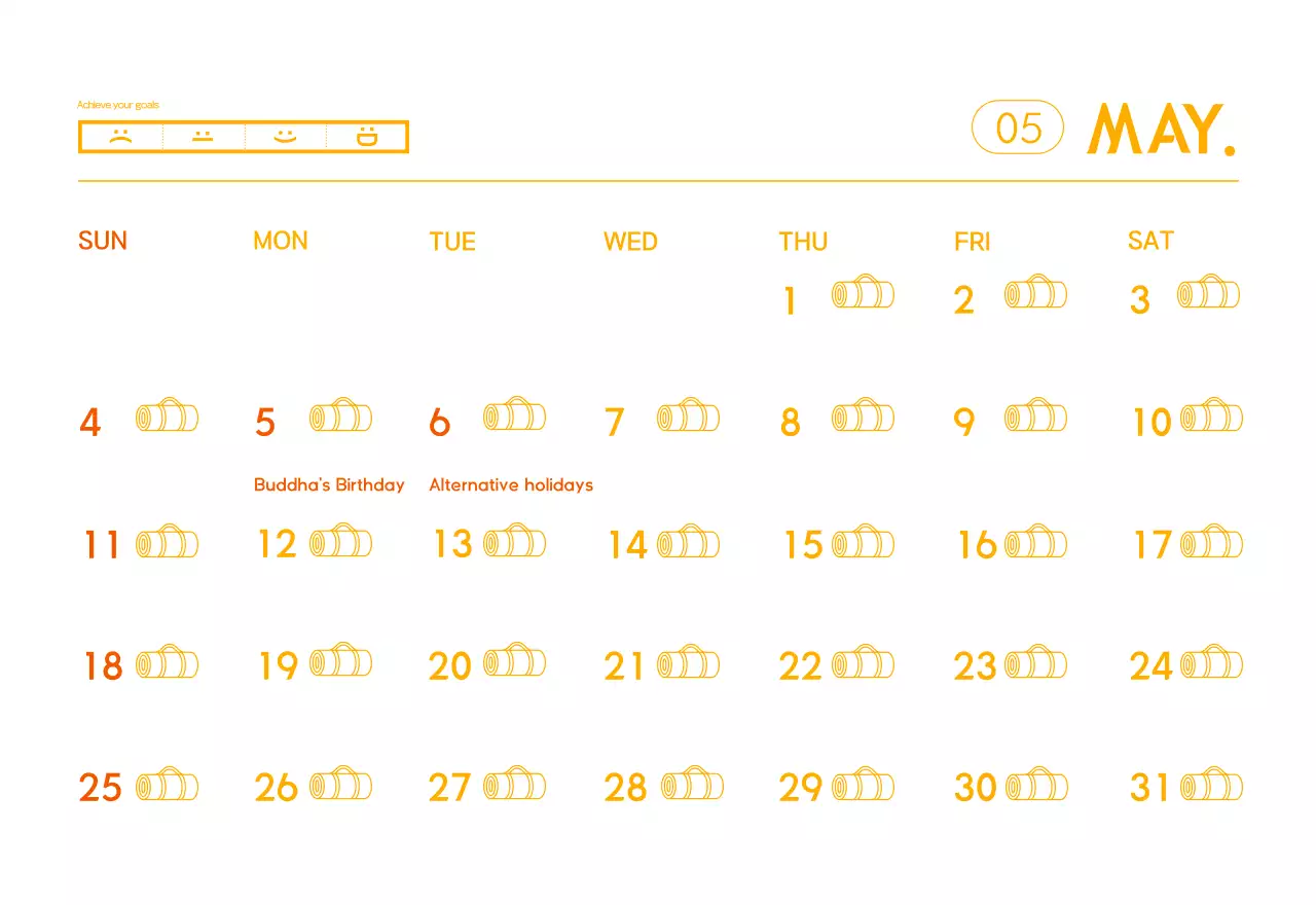 Kalender Promosi Yoga Minimalis Oranye