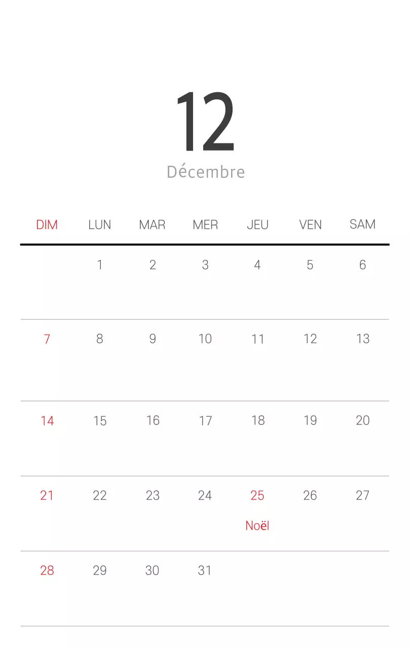 Calendrier botanique blanc et propre