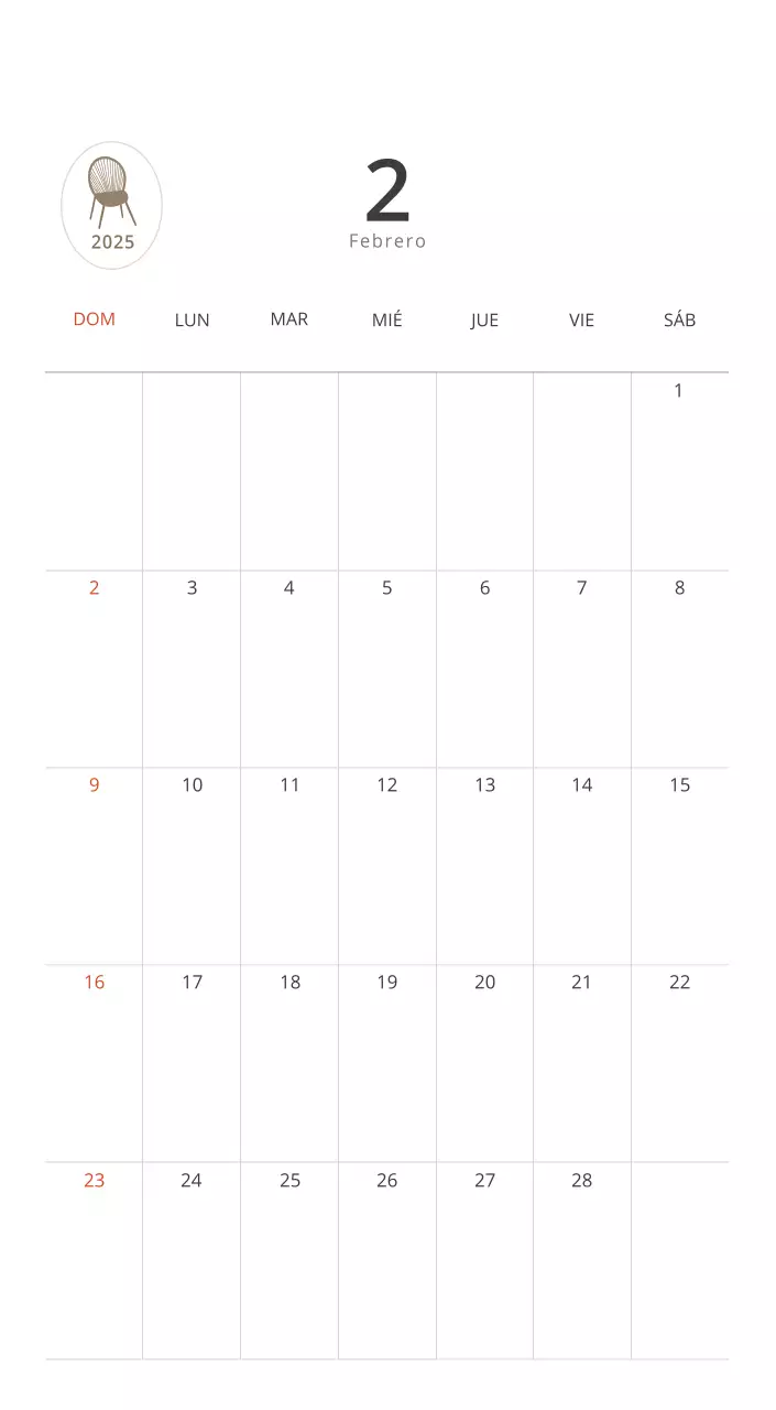 Calendario interior minimalista beige