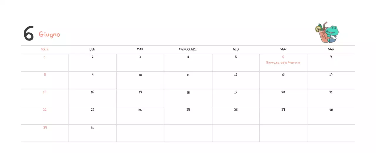 Un calendario con un simpatico concetto di illustrazione di Ago