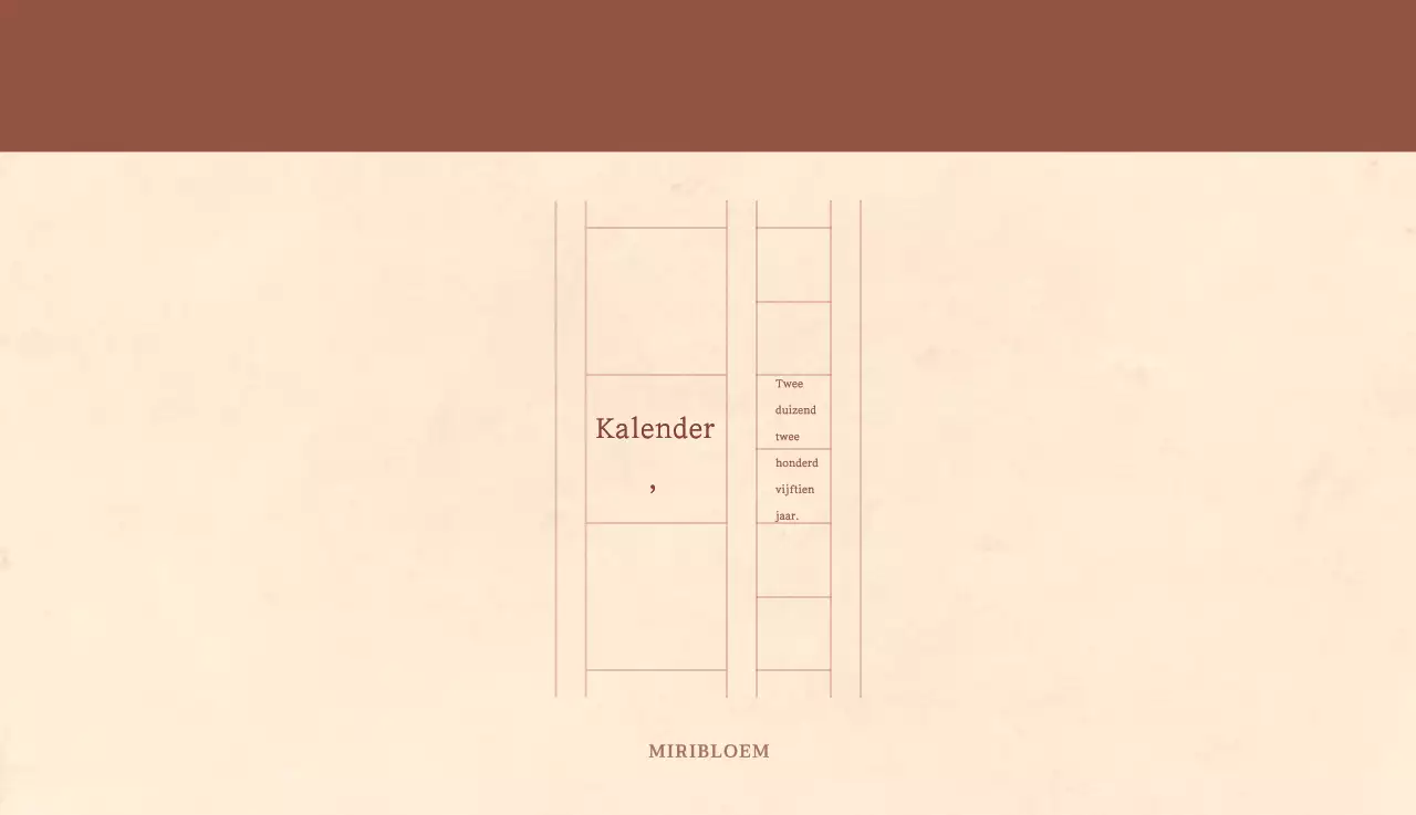 Een sentimentele bloemenkalender in lichtbruin en bruin wollen papierconcept