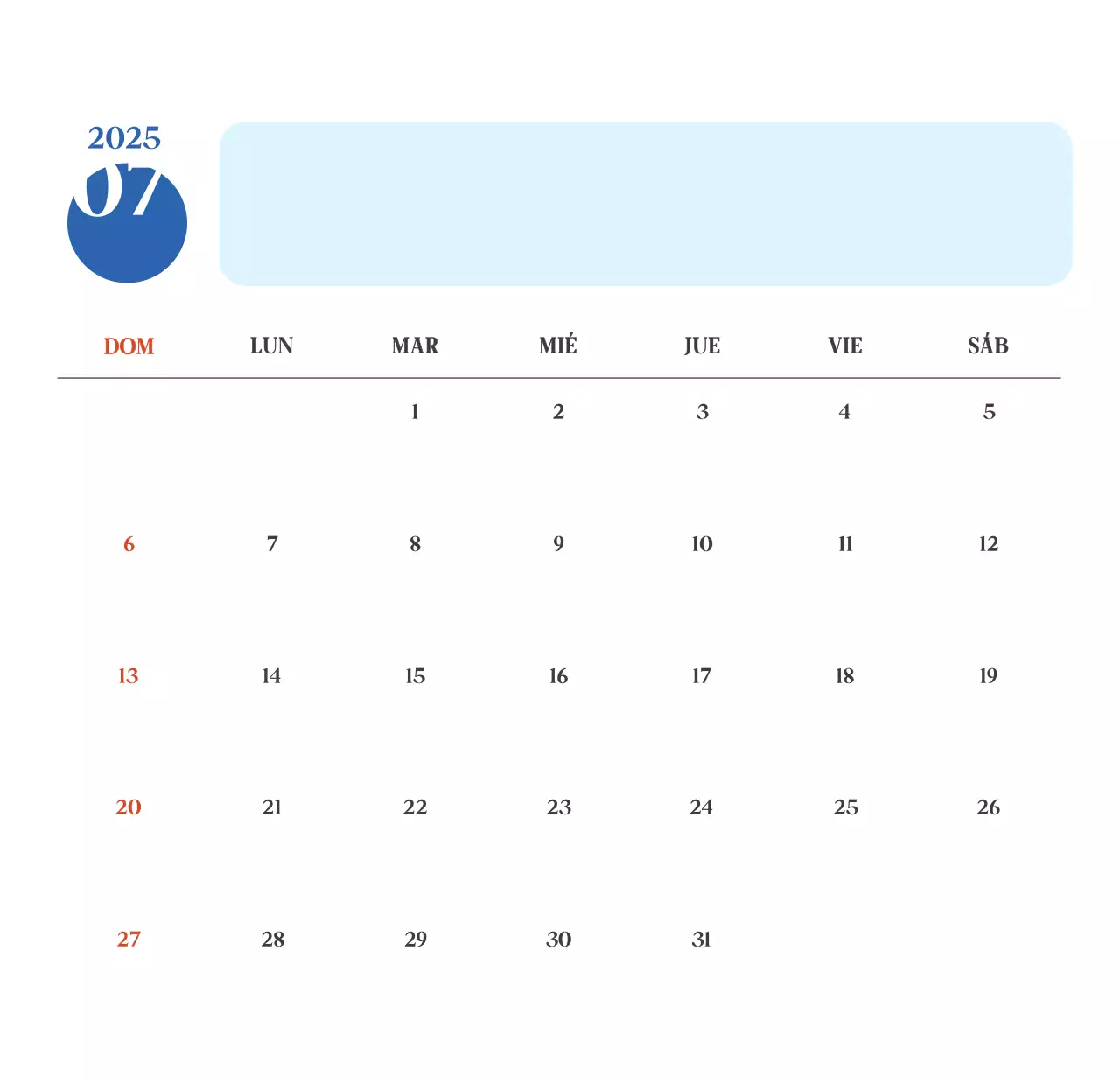 Calendario del Hospital Moderno Azul