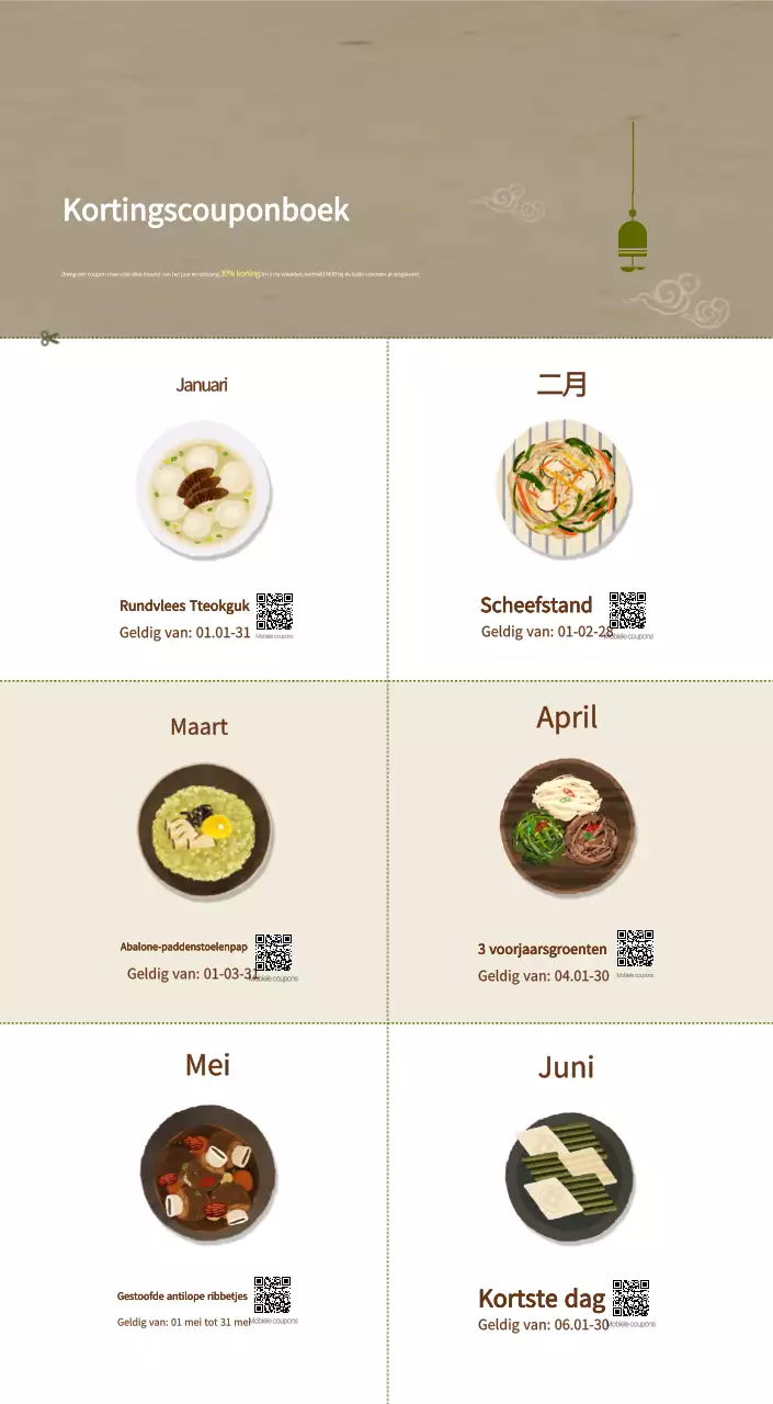 Beige Traditionele Eetkalender