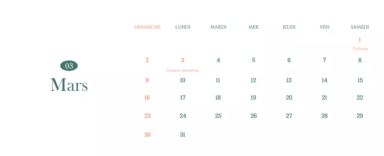 Un calendrier moderne pour les cafés avec des recommandations sur la boisson du mois.