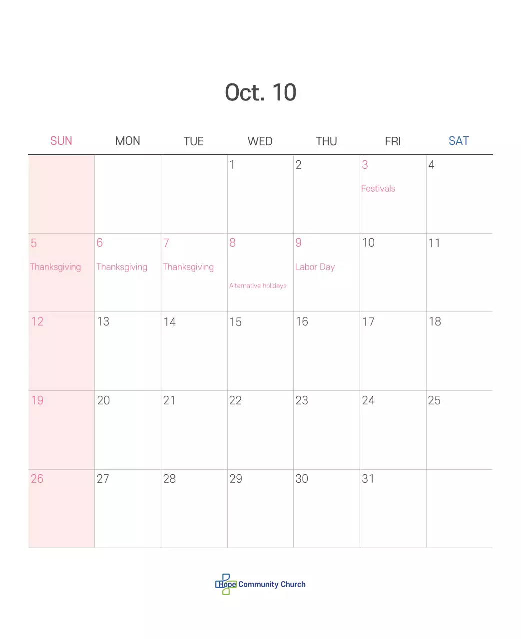 Ilustrasi gereja yang bersih dengan warna pastel