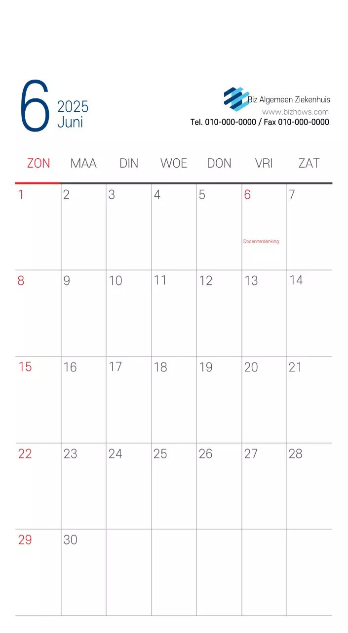 Navy Witte Eenvoudige Ziekenhuis Promotiekalender