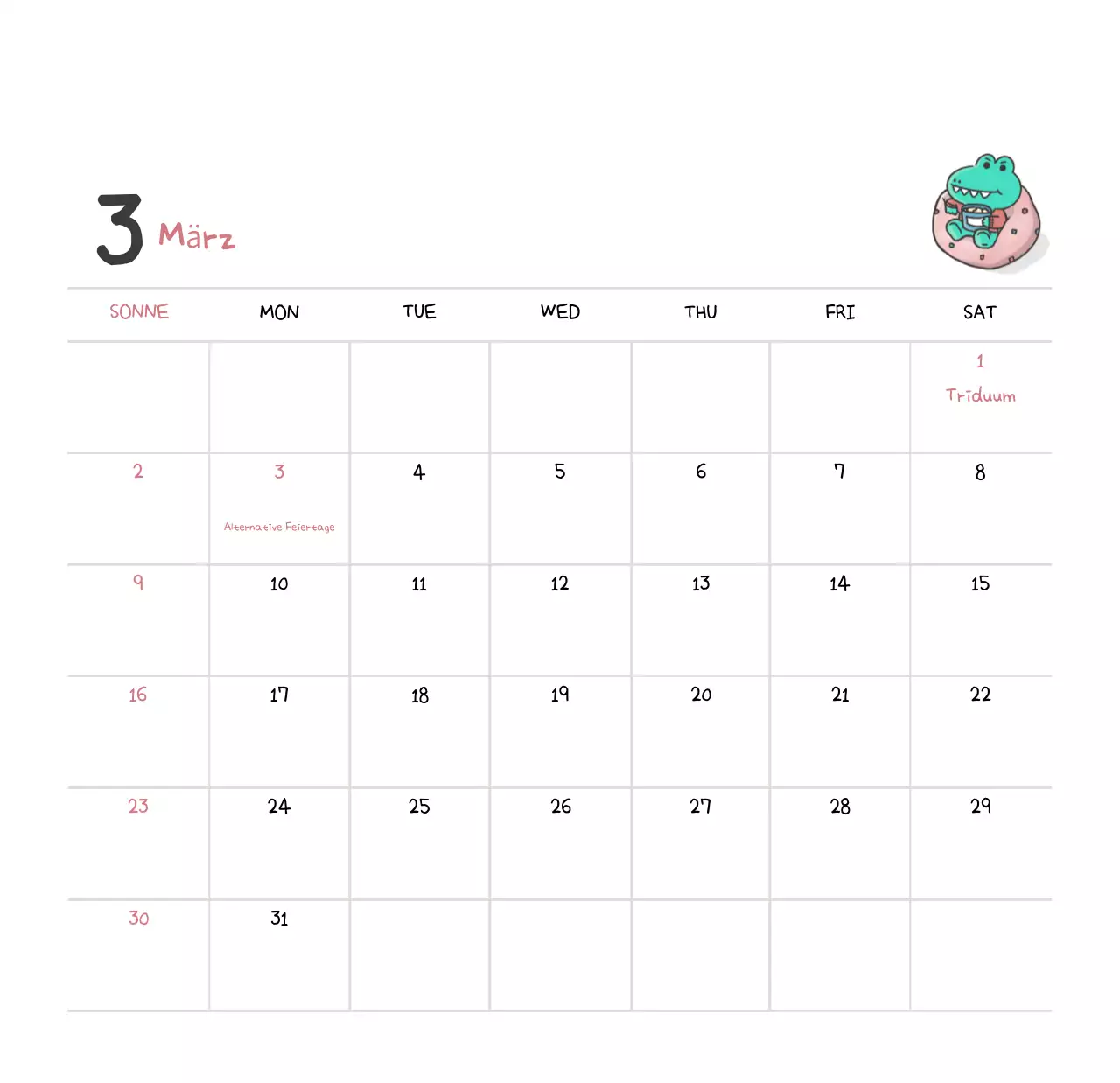 Ein Kalender mit einem niedlichen Ago-Illustrationskonzept