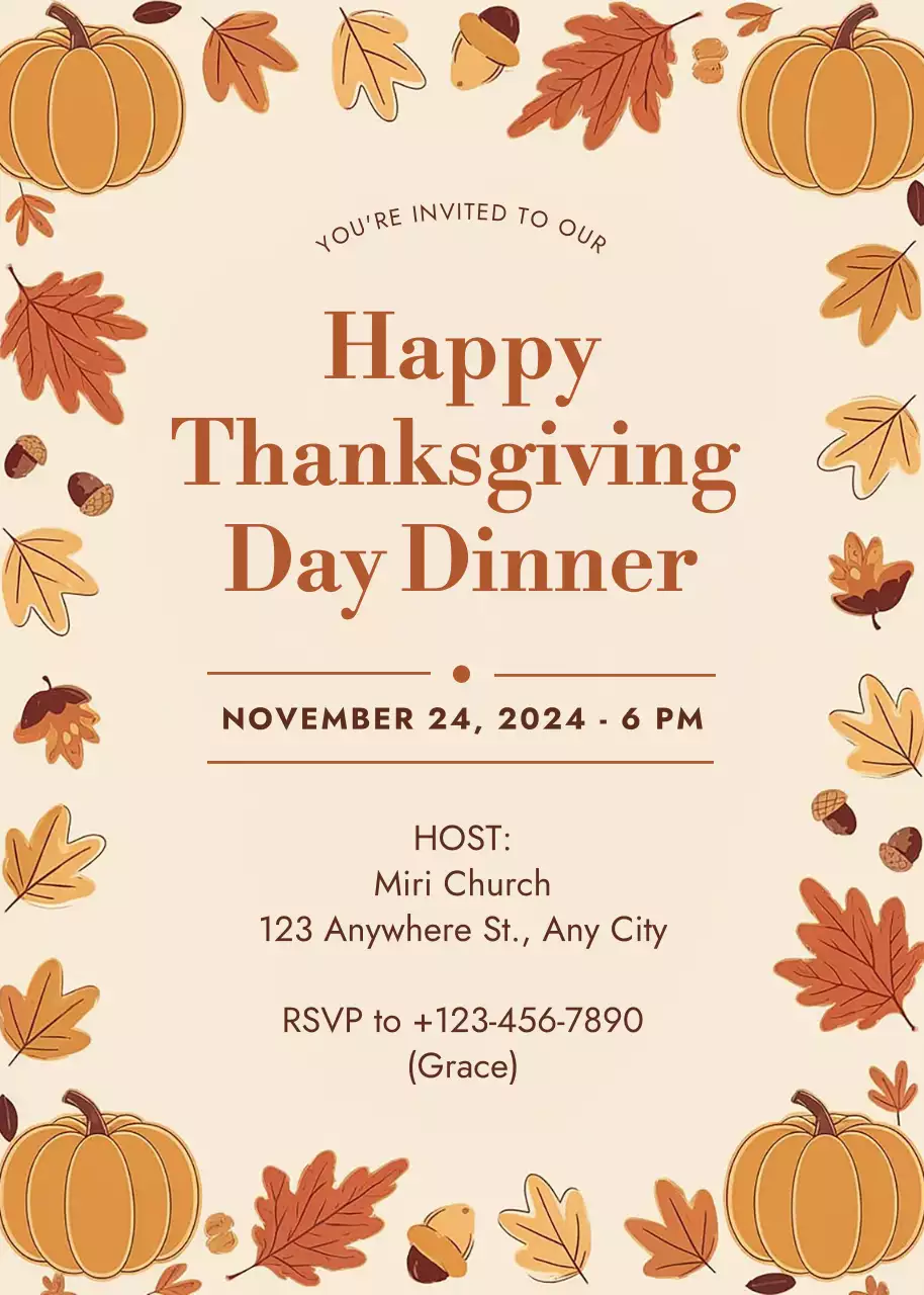 Beige Traditional Thanksgiving Invitation Poster