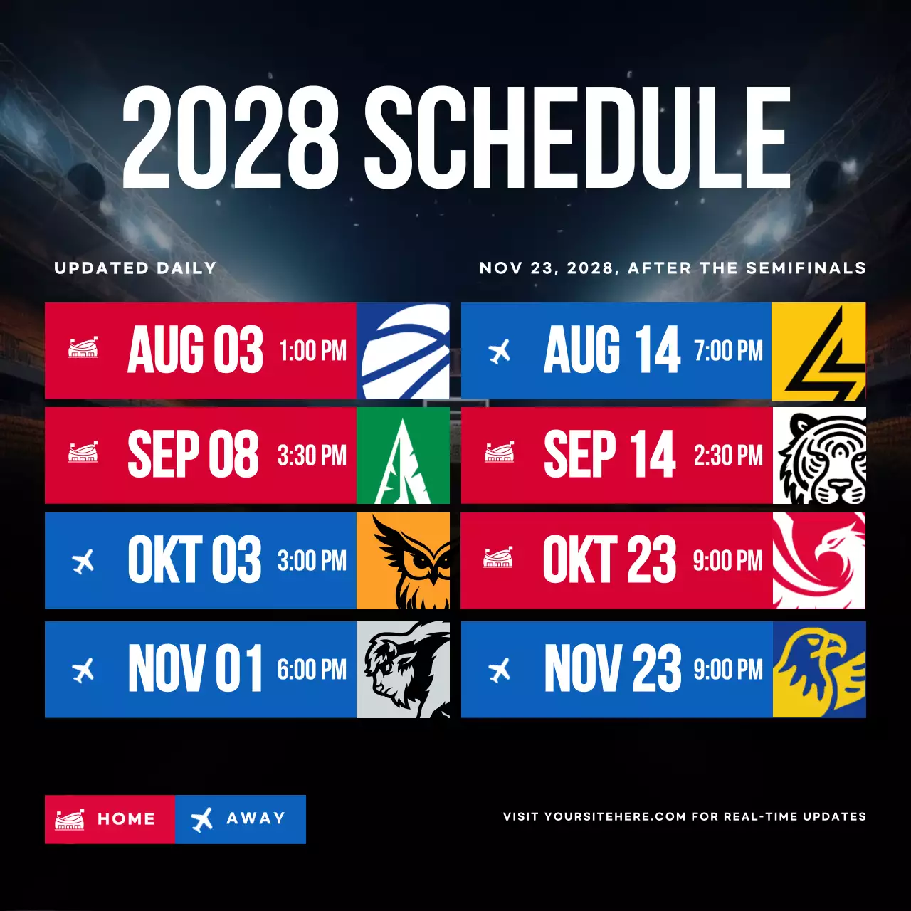 Black Modern Sports Schedule Social Media Post