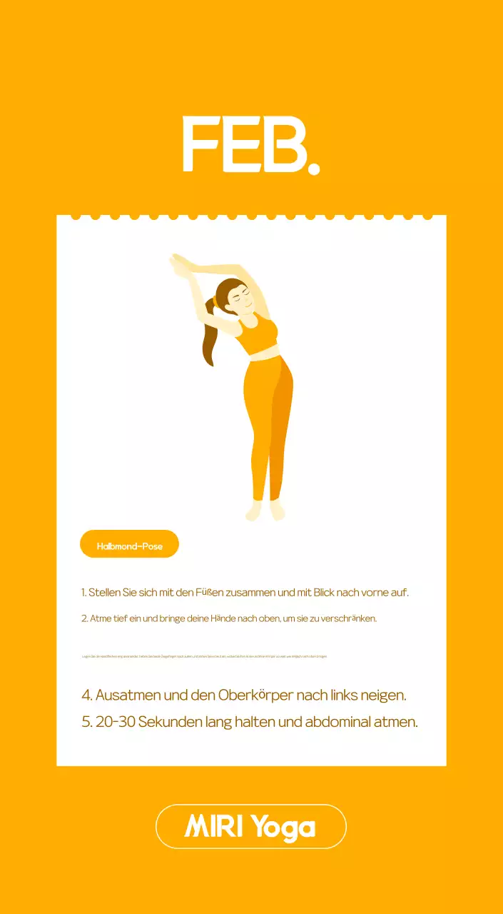 Orange Minimalistischer Yoga-Aktionskalender