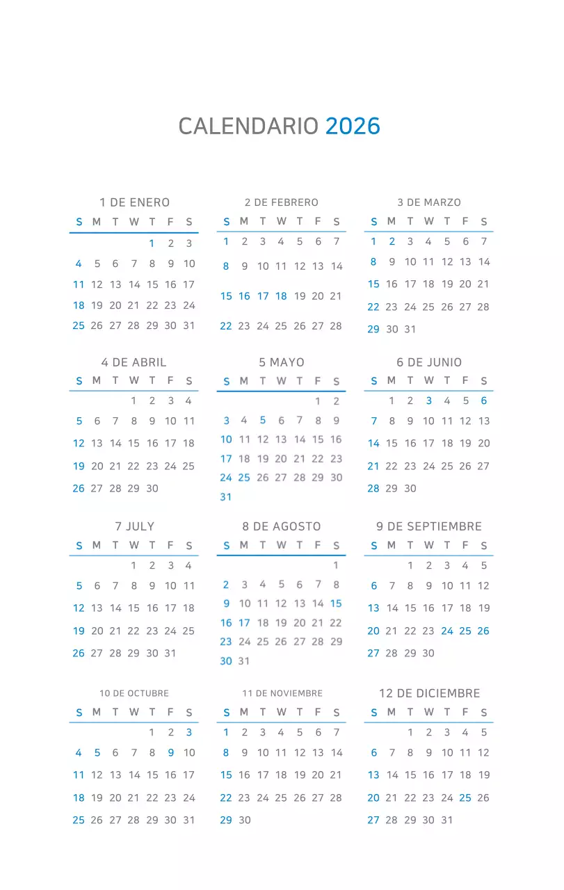 Calendario moderno azul Promociones de empresa