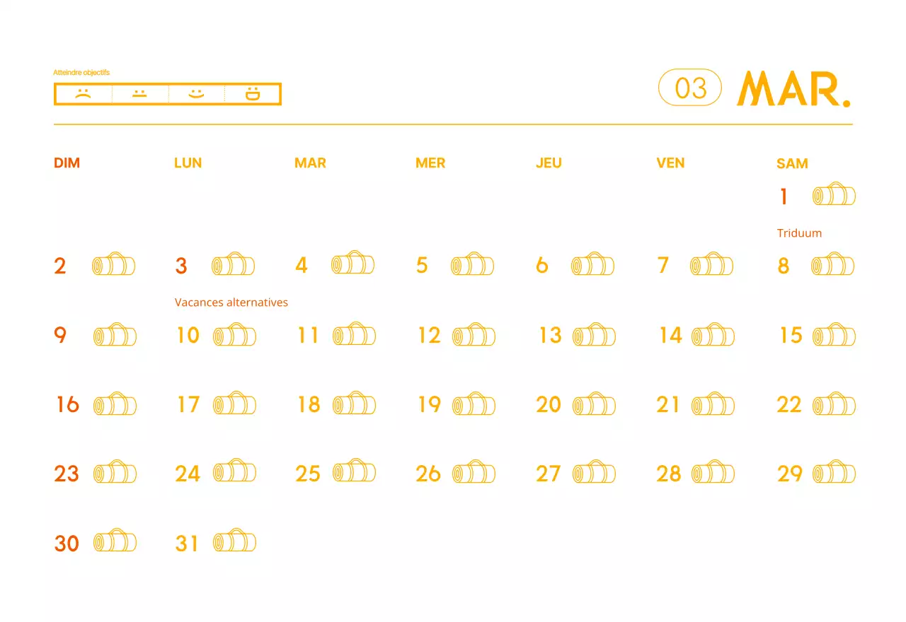 Calendrier promotionnel de yoga minimaliste orange