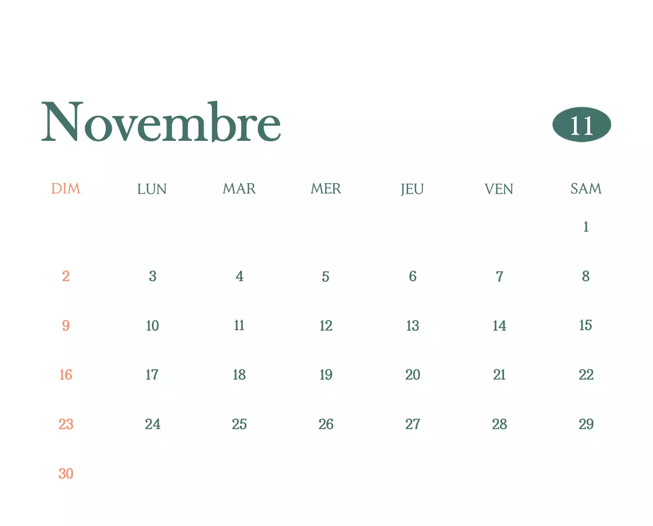 Un calendrier moderne pour les cafés avec des recommandations sur la boisson du mois.