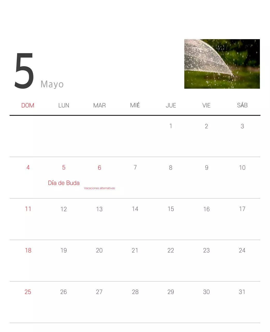 Calendario blanco de naturaleza botánica limpia