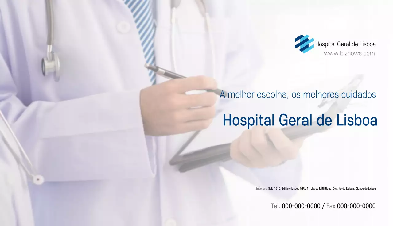 Calendário promocional hospitalar simples branco-marinho