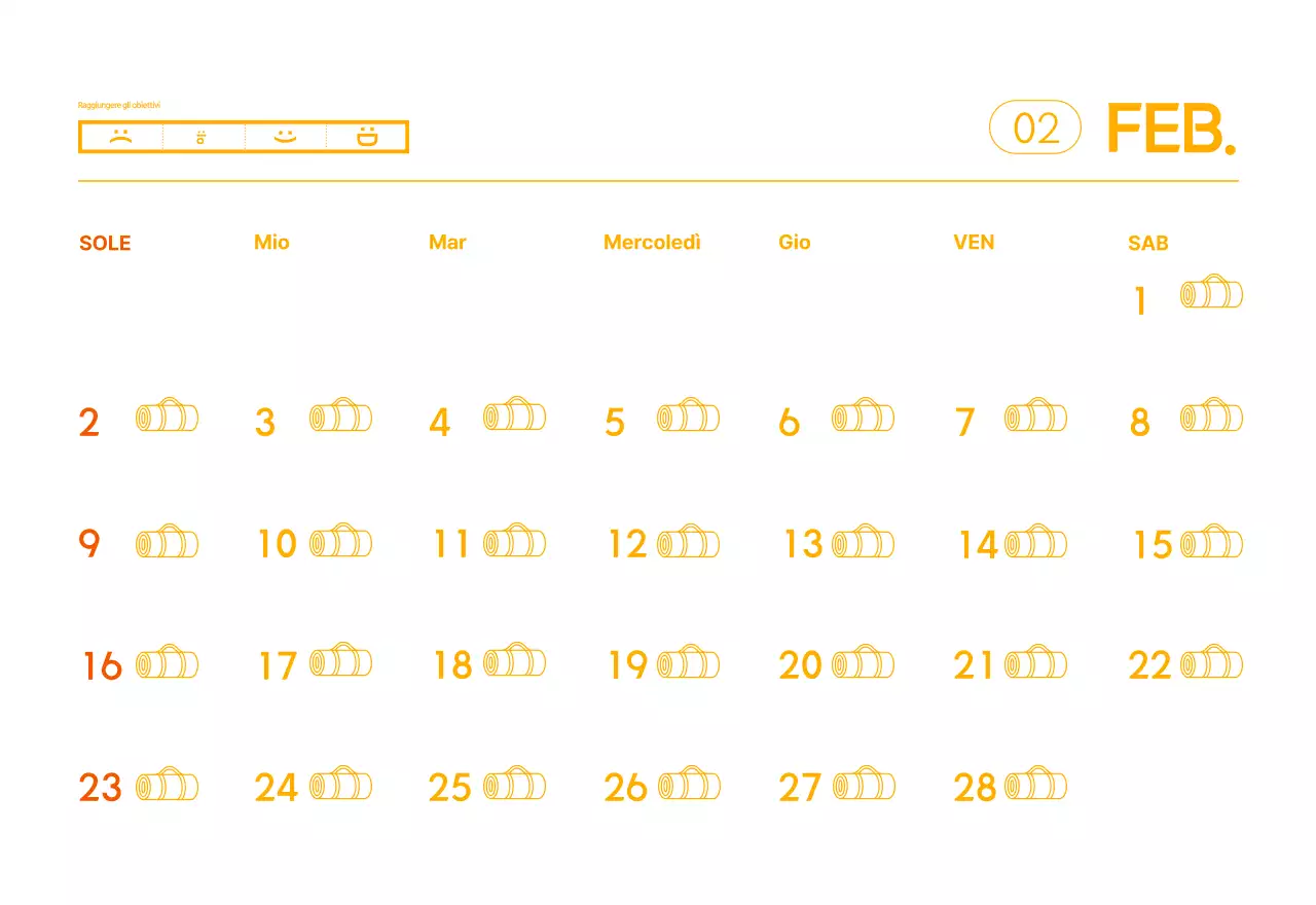 Calendario promozionale arancione dello yoga minimalista