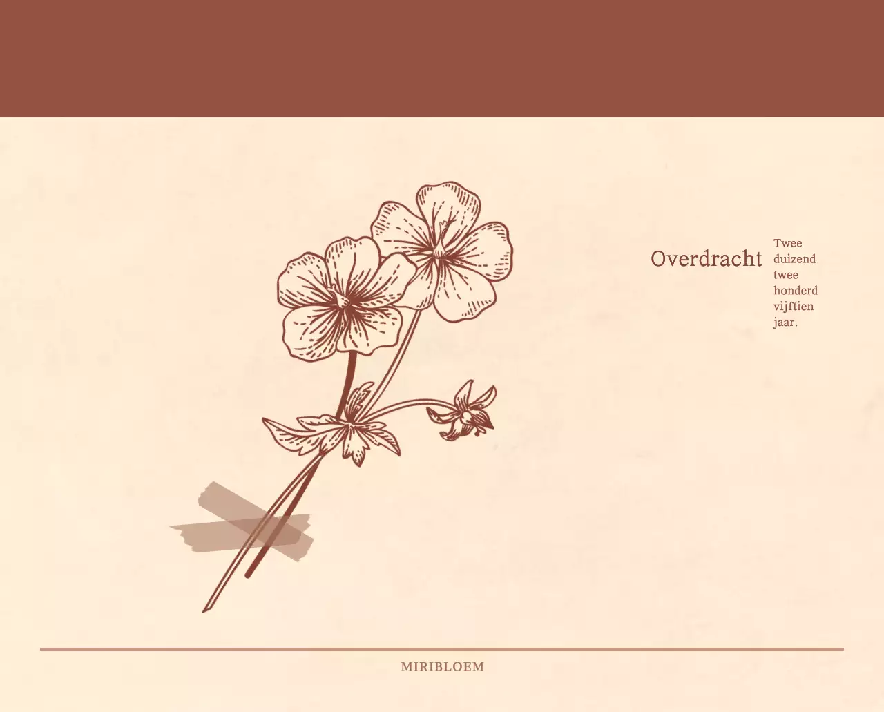 Een sentimentele bloemenkalender in lichtbruin en bruin wollen papierconcept