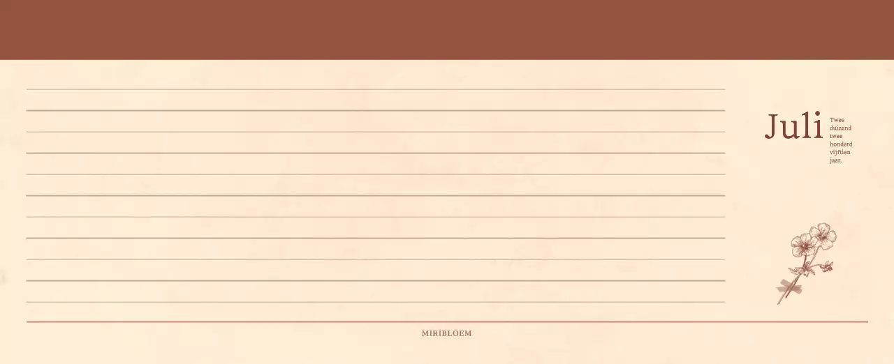 Een sentimentele bloemenkalender in lichtbruin en bruin wollen papierconcept