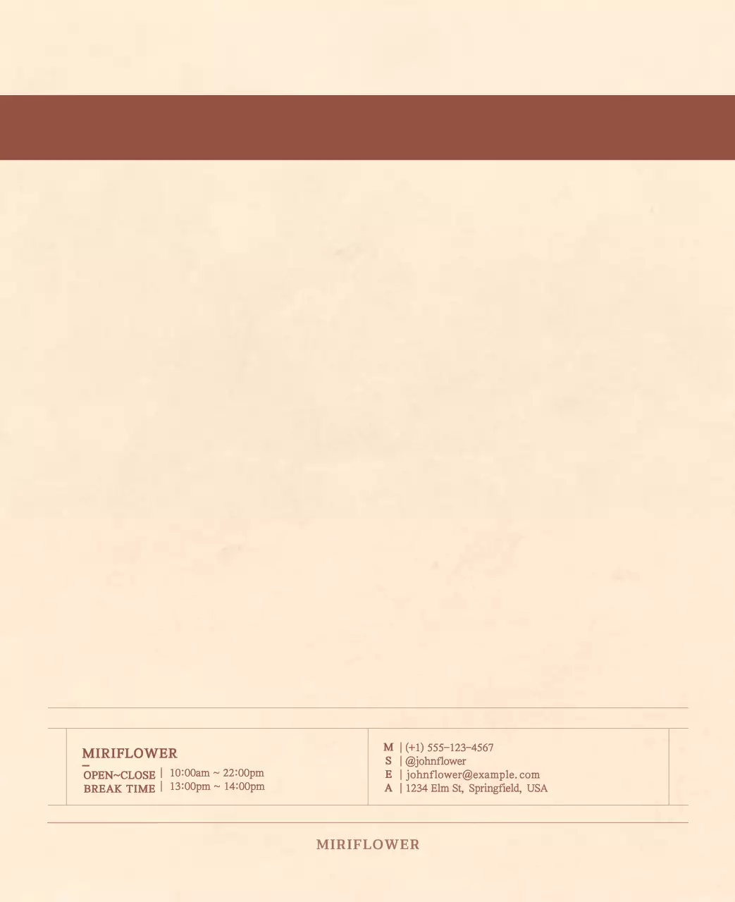 Kalender toko bunga sentimental dengan konsep kertas tenun berwarna coklat muda dan coklat