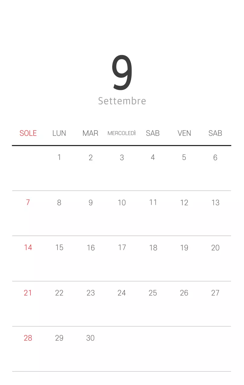 Calendario botanico naturale bianco e pulito