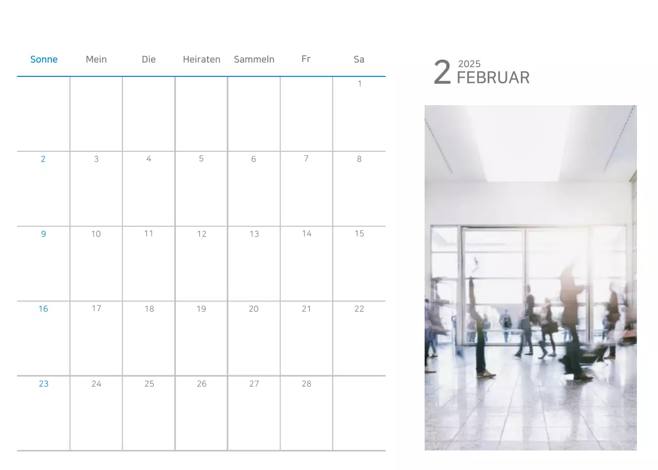Blauer Minimalistischer Kalender Corporate Promotions