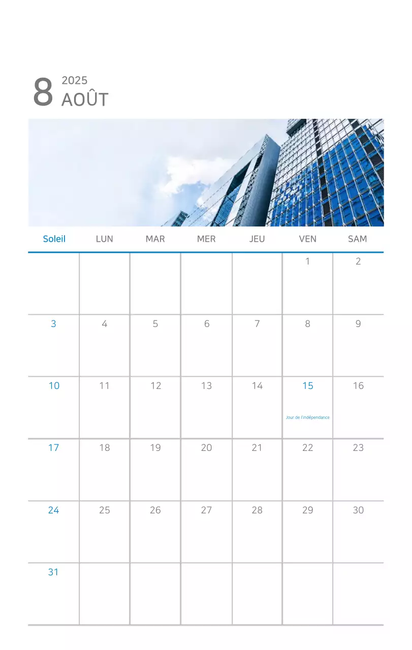 Calendrier moderne bleu Promotions d'entreprise